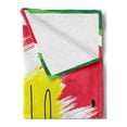 thumbnail image 2 of Hello Soft Flannel Fleece Throw Blanket, Watermelon Background with Brushstrokes and a Script for Joyful Summertime, Cozy Plush for Indoor and Outdoor Use, 50" x 70", Multicolor, by Ambesonne, 2 of 5