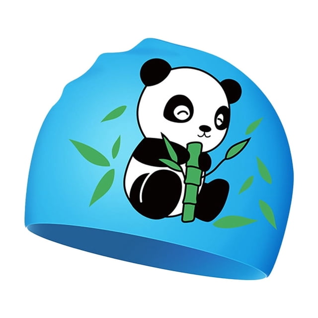 Child Boys Girls Caps Both Cute Panda Cartoon Caps Swimming Learning Swimming Caps Clothes Size One Size