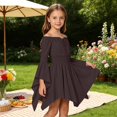 thumbnail image 3 of WOYY Little Girls Off The Shoulder Medieval Dress Bell Sleeve Asymmetrical Swing Dresses, 3 of 6