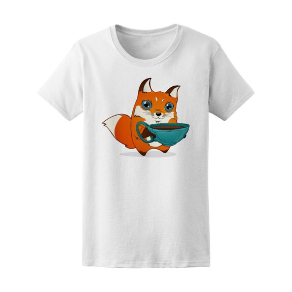 Cute Fox With Coffee Tee Women's -Image by Shutterstock
