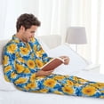 thumbnail image 6 of Daiia Blue Ocean Wave Sunflower for Men's Long-Sleeved Pajama Set – Soft & Comfortable Sleepwear Button-Up Pajamas Cozy Lounge Wear-XX-Large, 6 of 7
