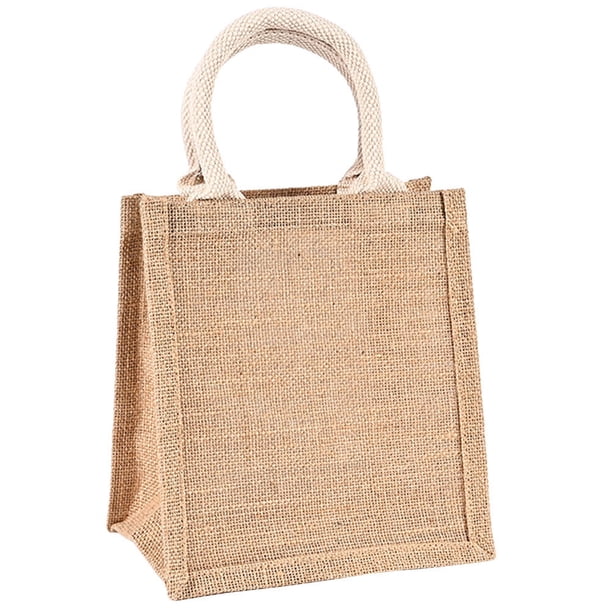 BRIGHTFUFU Gran arpillera reutilizable y mango de yute bolso de regalo de lino dio traje de compras de tela de regalo