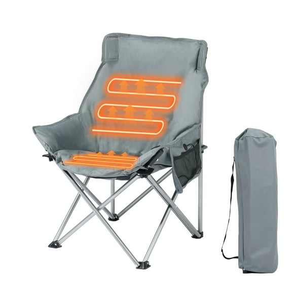 Halicool Heated Camping Chair, Oversized Heated Outdoor Chairs for Adults with 3 Heat Levels, Portable Folding Padded Chair for Camp, Lawn, Sports