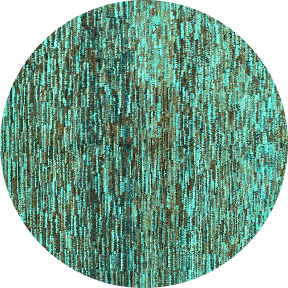 Ahgly Company Indoor Round Abstract Turquoise Blue Contemporary Area Rugs, 6' Round