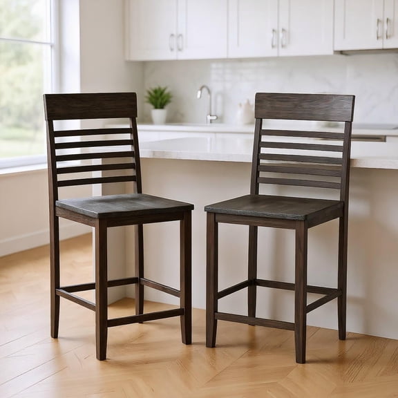 Resenkos Dining Chair Set of 2, Built-in Footrests & Solid Wood Frame, Ergonomic Side Chairs for Extended Sitting in Kitchen & Dining Area, Gray