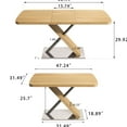thumbnail image 4 of 63" Extendable Dining Table, Naturalistic Tone, Seats 4-6, Robust And Steel Build Square Table For 6, 47.25"-63" Expandable, Look,, 4 of 6