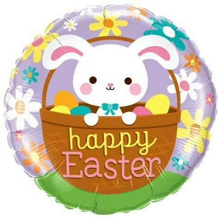 PMU Happy Easter Bunny 18 Inch Mylar Foil Balloon Pkg/1