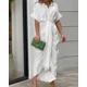 thumbnail image 1 of Vestido de cintura alta con cordones para mujer, cárdigan de un solo pecho con solapa, manga corta, dobladillo plisado, moda de verano, 2024, 1 of 5