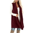 thumbnail image 4 of UAMVSH Womens Fleece Vest Sherpa Warm Sleeveless Long Jacket Cozy Fuzzy Open Front Cardigan Overcoat with Pockets Winter Clothing, 4 of 6