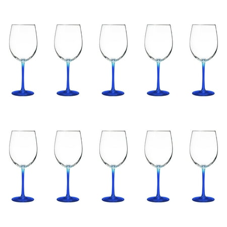 

10 ARC Cachet White Wine Glasses Set 19 oz. - Barware Sturdy Vibrant - Blue