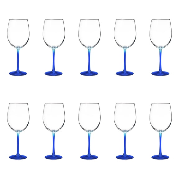 10 ARC Cachet White Wine Glasses Set, 19 oz. - Barware, Sturdy, Vibrant - Blue