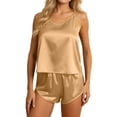 thumbnail image 2 of Short Sets for Women Silk Satin Camisole Tank Top and Shorts 2 Piece Matching Set Womens Lounge Pajama Set, 2 of 7