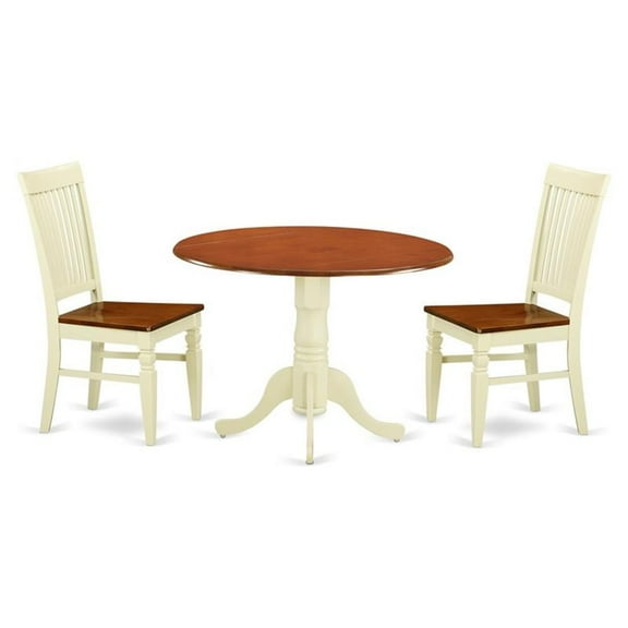 East West Furniture Dining Room Set Buttermilk & Cherry, DLWE3-BMK-W