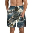 thumbnail image 1 of Balery Astronaut Soccer Field Traje de Baño Estilo Hawaiano para Hombre, Shorts de Secado Rápido con Bolsillos-Medium, 1 of 6