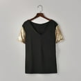 thumbnail image 4 of YYDGH Women's Sequin Short Sleeve Tee V Neck T Shirts Glitter Sparkles Loose Blouse Tops Black XL, 4 of 9