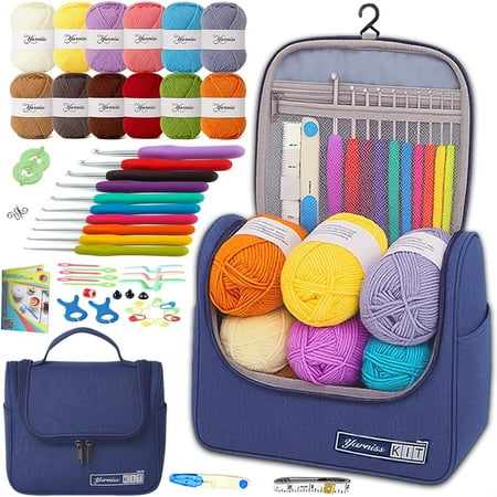 Yarniss Crochet Kits for Beginners, All in One Crochet Kits with 840 Yards Crochet Yarn, 10 Size Ergonomic Crochet Hooks 2.0mm~6.5mm