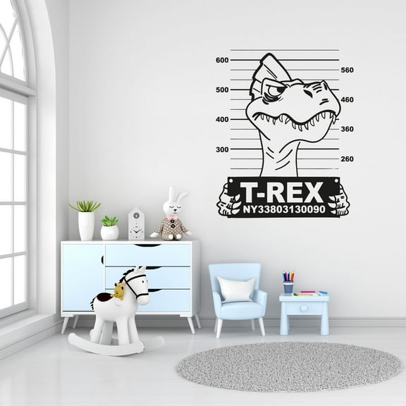 T Rex Cool T Rex Mug Shot Wanted Dinosaur Cool Silhouette Silhouette Design Vinyl Wall Sticker Art WallDecal Boys Girls Kids Room Design Bedroom Nursery Kinder Home Decoration Size (20x14 inch)