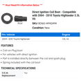 thumbnail image 2 of Direct Ignition Coil Boot - Compatible with 2004 - 2010 Toyota Highlander 3.3L V6 2005 2006 2007 2008 2009, 2 of 2