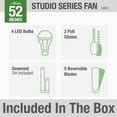 thumbnail image 4 of Hunter 52 inch Indoor Ceiling Fan with LED Lights and Pull Chain - Brass Ceiling Fan, Standard Mount, 5 Blades, For Bedroom, Living Room, or Kitchen, Quiet - Studio Series 53063, Antique Brass, 4 of 18