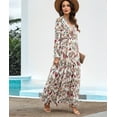 thumbnail image 6 of Womens Casual Boho Deep V Neck Long Sleeve Long Dress S, 6 of 7