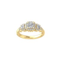 Araiya Fine Jewelry 10K Yellow Gold Round-shape Lab Grown Diamond Halo Engagement Ring ( 1 cttw, D-F Color, VS Clarity) Size 6