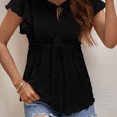 thumbnail image 3 of Blusa informal de verano elegante con cuello en V y manga casquillo con volantes para mujer, 3 of 6