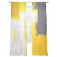 thumbnail image 2 of Yellow Gray Sheer Curtains 108 Inches Long 2 Panels Geometric Oil Paint Graffiti Color Block Modern Light Filtering Semi Sheer Window Curtains Drapes for Bedroom Living Room 52"x108", 2 of 7