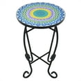 thumbnail image 1 of Costway Mosaic Side Table Accent Table Round Balcony Bistro End Table Blue, 1 of 10