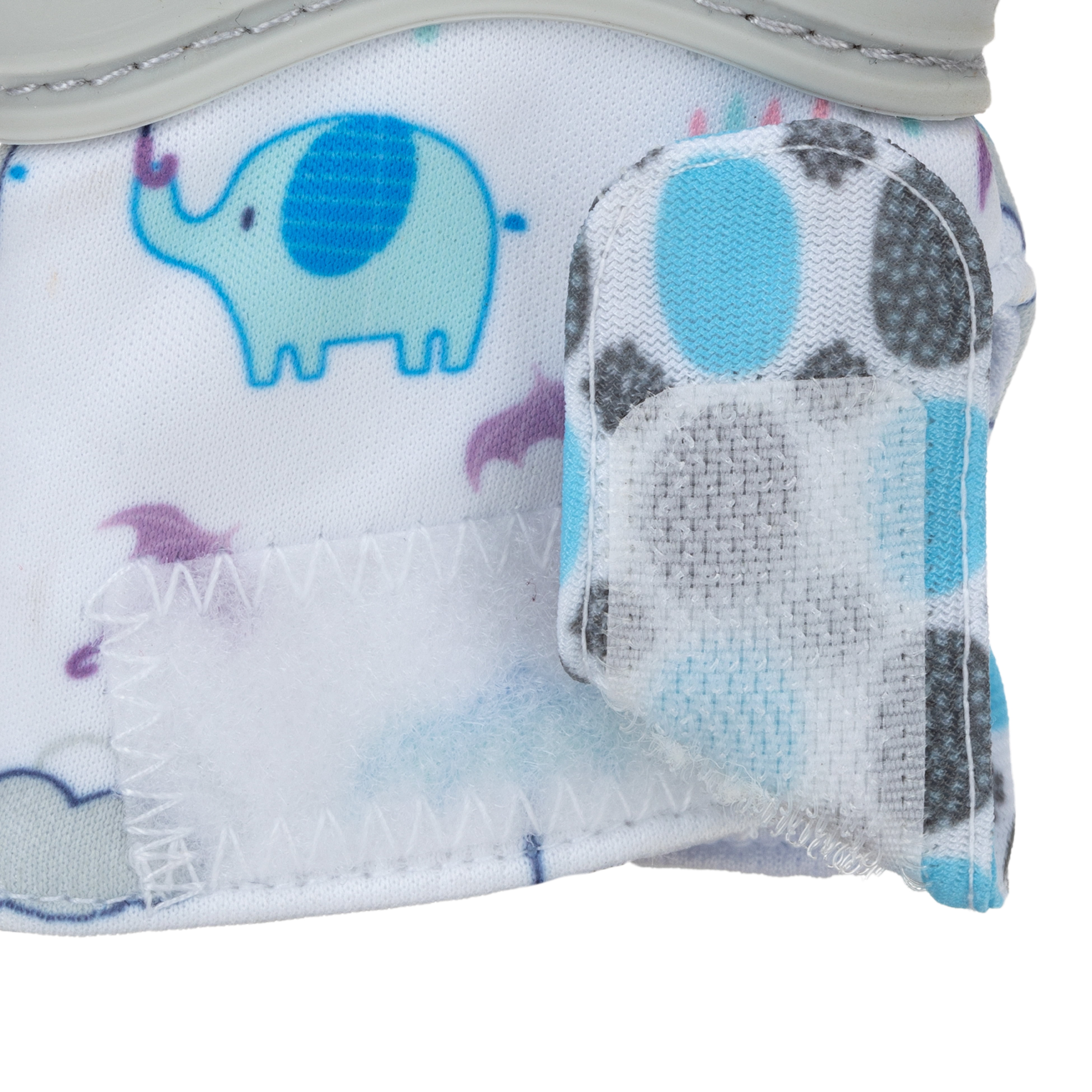 (2 pack) Nuby Happy Hands Baby Teething Mitten, Gray Elephant Design