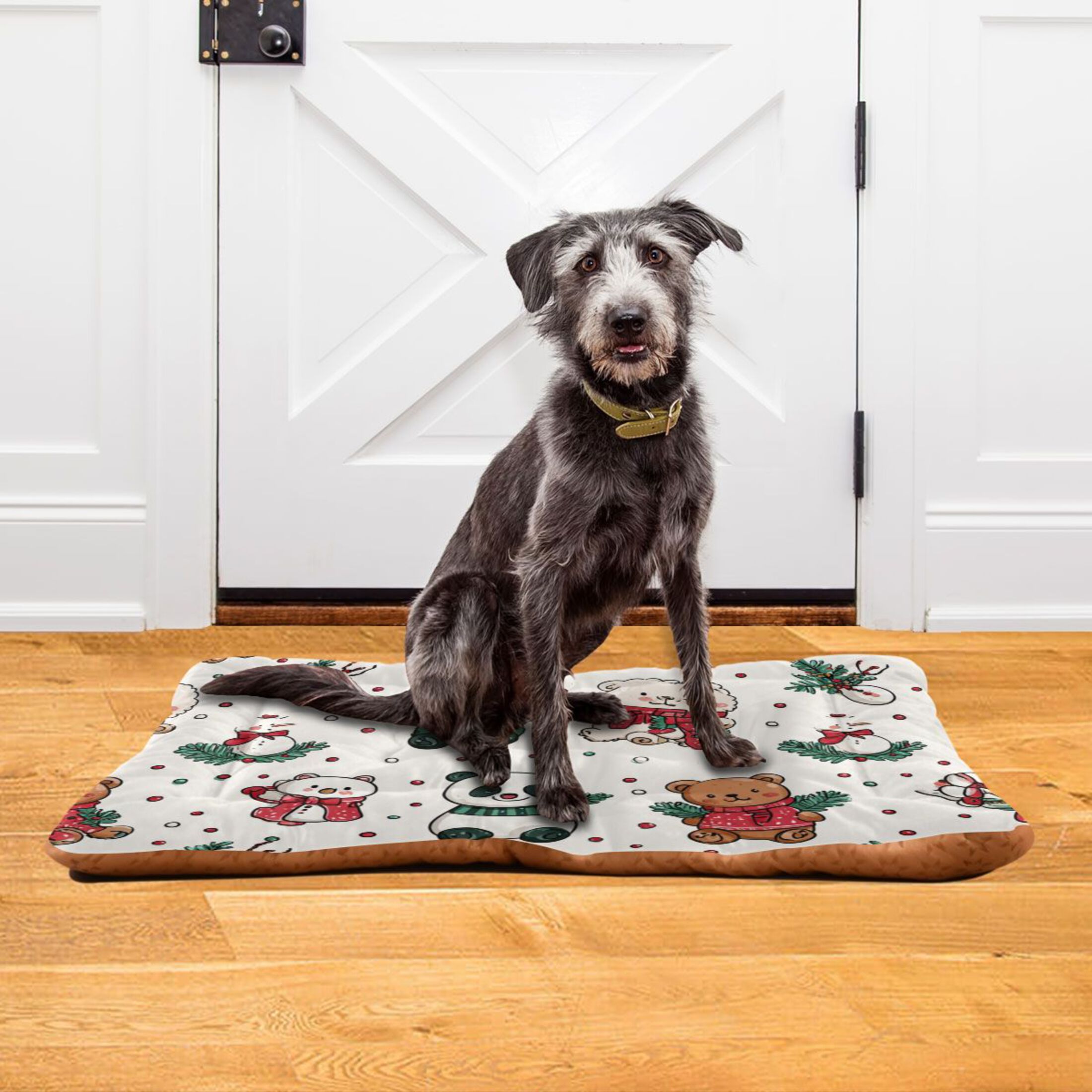 Cozy Mat Pet Bed Indoor Outdoor Warm Soft For Cat Dog Puppy(S/M) Cute Christmas Bear
