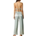 thumbnail image 3 of Unique Bargains Womens Satin Pajamas Cowl Neck Crop Cami Sleepwear with Pants Lounge Set M Blue, 3 of 5