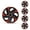 Red Lacquer & Black Lacquer, variant on 4Pcs Hubcap,16 inch Universal Hubcaps for Steel Wheel Rims Cover,Snap on Installation with Retention Rings,PP Material,Silver Lacquer & Black Lacquer