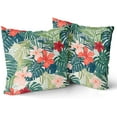 thumbnail image 2 of Summer Tropical Leaves Pillow Covers 18x18 Set of 2, Monstera Palm Leaf Flower Pillow Cushion Cases, Green Plant Hawaiian Pink Red Floral Throw Pillows Cover Decor Gifts for Bed Couch Sofa Living Room, 2 of 6