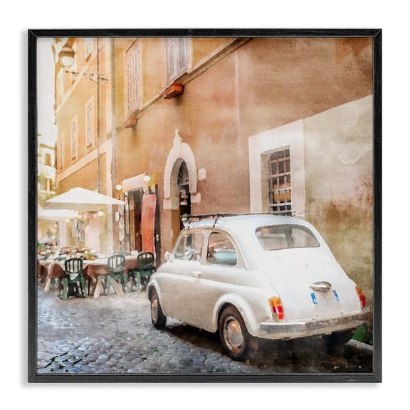 Stupell Industries Eclectic White Buggy in City Black Framed Giclee Art, 24 x 24, by LSR Design Studio