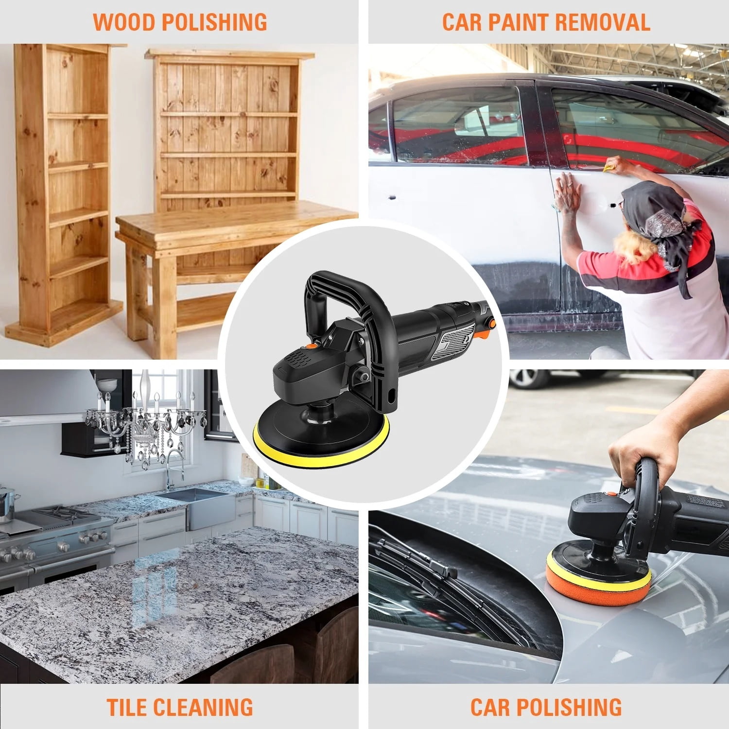 DOVAMAN Buffer Polisher, 6/7 Inch Car Polisher w/12.5A 1500W Motor, Constant power, 6 Speed 1000-3000 RPM, Waxing, Swirls-Free