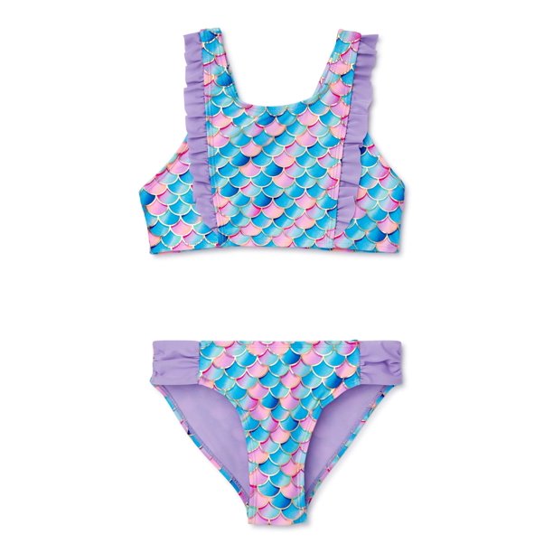 XOXO XOXO Girls Mermaid Ruffle Bikini Swimsuit, Sizes 416 Walmart