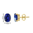 thumbnail image 3 of AoneJewelryOval Tanzanite Earrings for Women in 14k Yellow Gold ( 6x4 mm ) Prong-Setting, 3 of 4