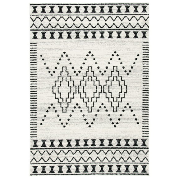 SAFAVIEH Tulum Roland Geometric Area Rug, 5'5" x 7'7", Black/Ivory
