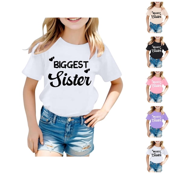 Tween Girls Trendy Clothes Letter Print Fashion Casual Round Neck Short Sleeved T Shirt Top Comfortable Girls Tops