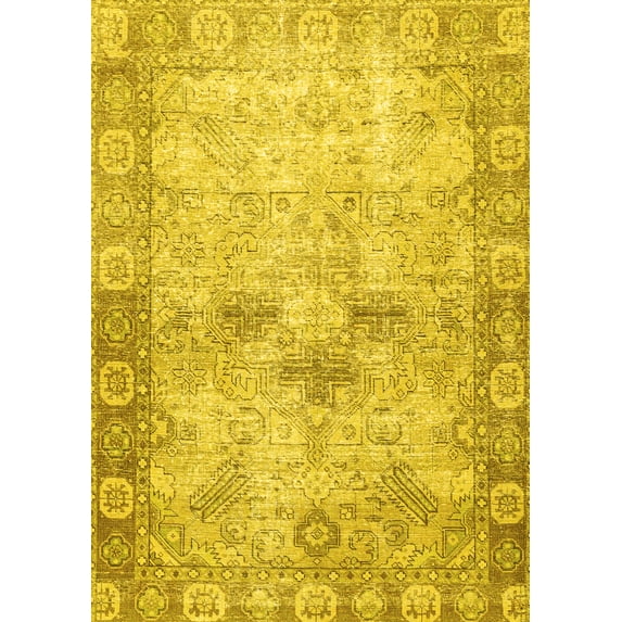 Ahgly Company Indoor Rectangle Persian Yellow Traditional Area Rugs, 2' x 5'