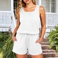 thumbnail image 2 of Matching Sets Women Clothing Casual Crew Neck Sleeveless Tank Top and Shorts with Pocket Summer 2 Piece Travel Outfits, 2 of 7