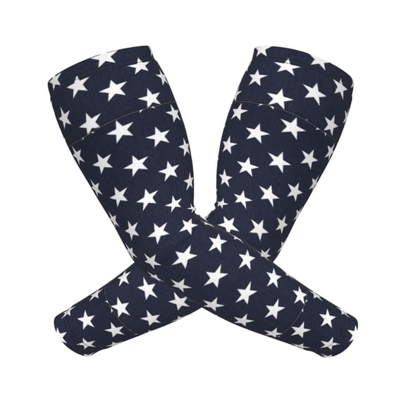 Compression Arm Sleeves Cooling For Men Women Stars Navy Blue White Sun Protection Sleeve Baseball Athletic Basketball Sleeve Cover