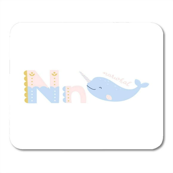 POGLIP Blue ABC Alphabet Letter N and Narwhal Colorful Aquarium Baby Book Boy Mousepad Mouse Pad Mouse Mat 9x10 inch
