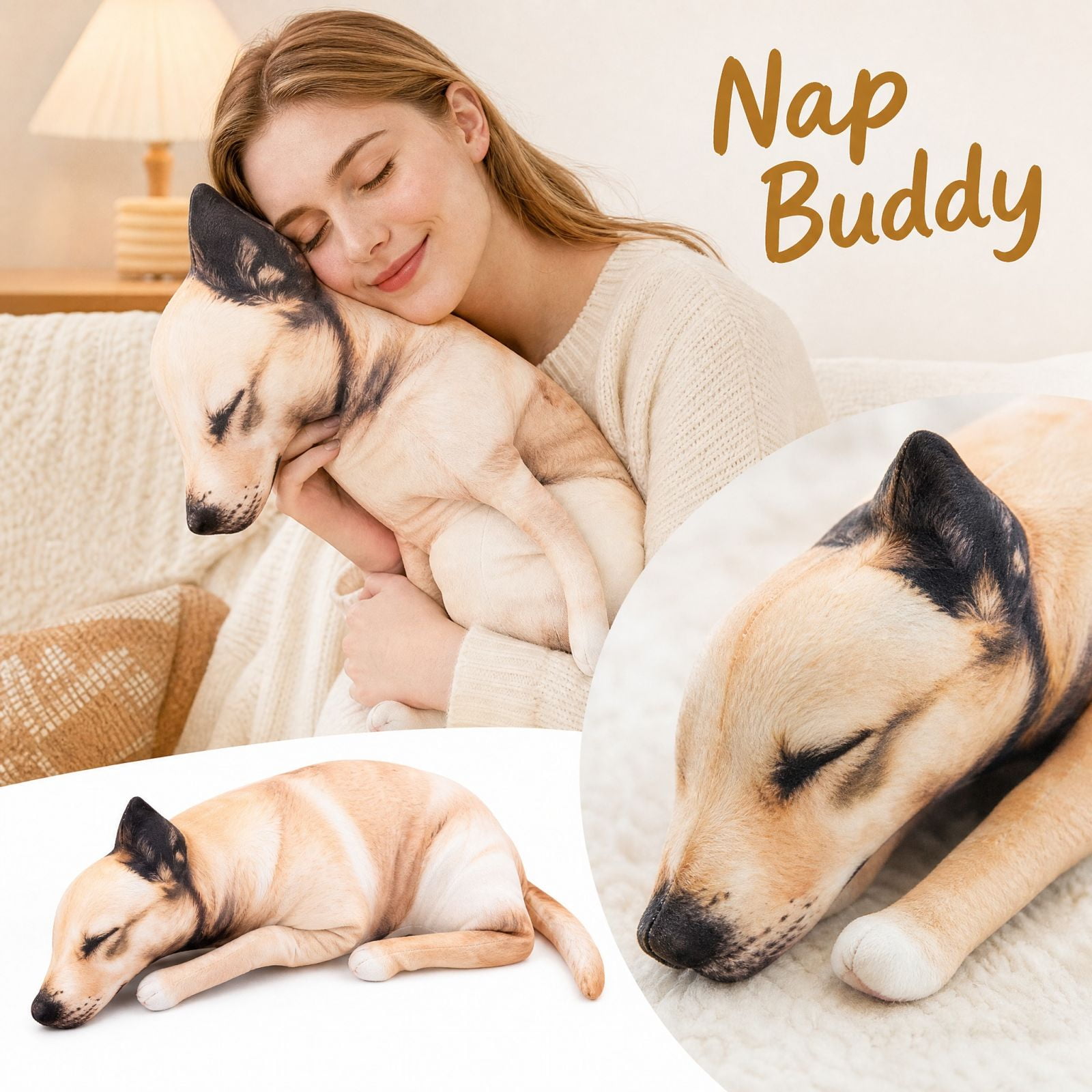 GIPQJK Lazy Dog Plush Toy Greyhound Stuffed Animal Cute Sleeping Dog Figurine Soft Plush Dog Doll for Play Display and Cuddling 7.8*23.6 In Plush Fabric