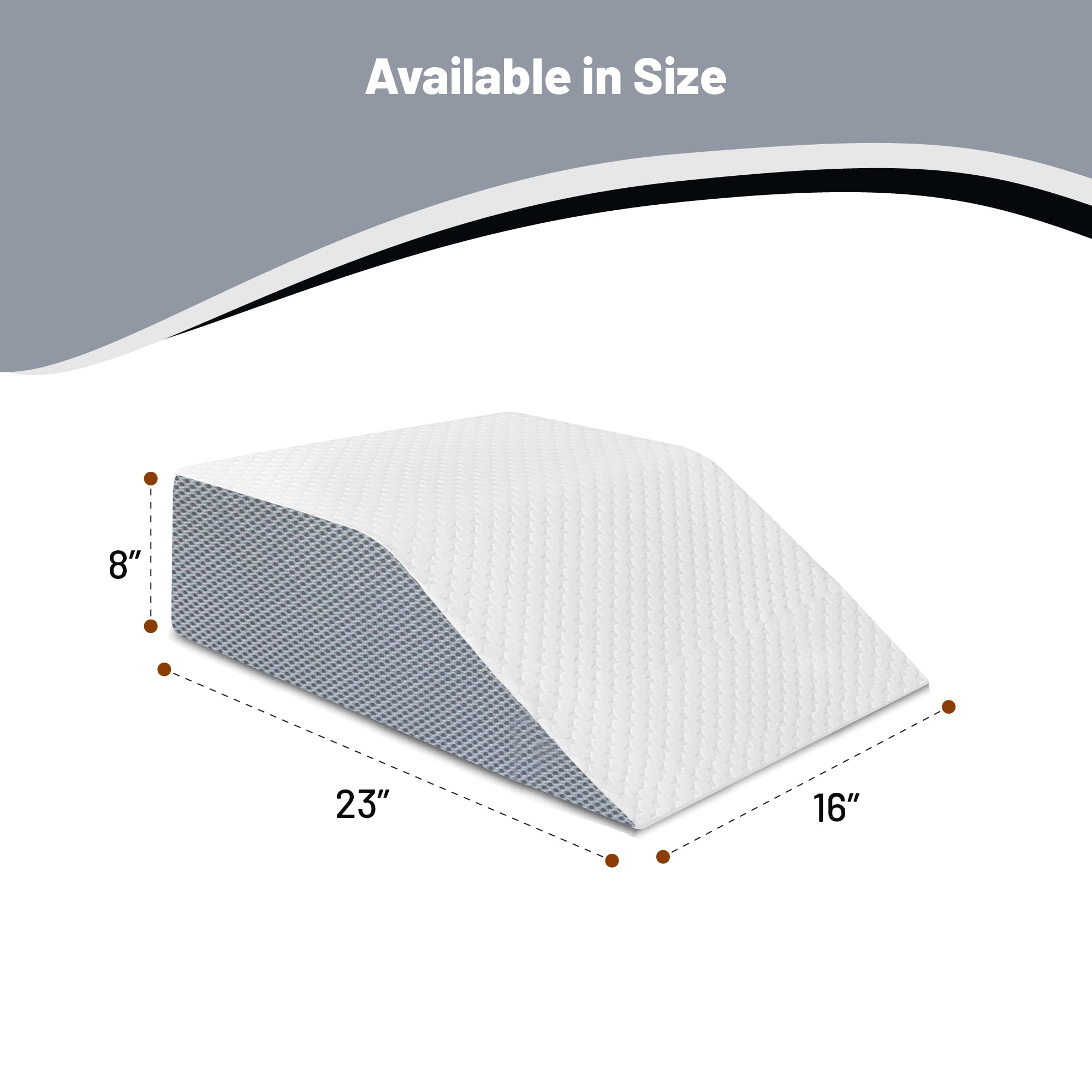 Continental Sleep, 21-Inch Leg Wedge Pillow with High-Density Foam, Stylish Chic Jacquard Cover, Multi-Purpose, White