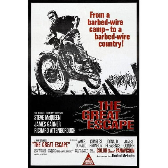 The Great Escape Steve Mcqueen 1963 Movie Poster Masterprint (24 x 36)