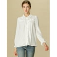thumbnail image 2 of INSPIRE CHIC Blusa Camisa Tops Con Botones Manga Larga Pu?o Elástico Detalle De Volantes Para Mujeres Blanco L, 2 of 6