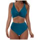 thumbnail image 2 of Traje de baño de bikini liso sin mangas para mujer, traje de baño push-up acolchado, conjuntos de blusa de traje de baño de poliéster para mujer, 2 of 6