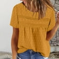 thumbnail image 5 of Women’s Casual Boho Top, Short Sleeve Summer Round Neck Loose Shirt, Solid Lace Trim Blouse, Comfortable and Stylish Casual Wear, Perfect for Relaxed Daily Outings and Vacations, 5 of 9
