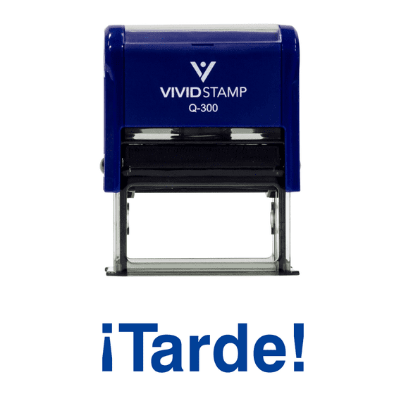 Vivid Stamp Tarde Spanish Teacher Self Inking Rubber Stamp (Blue Ink) - Large